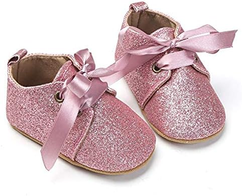 Baby Girls Toddler Shiny Pattern Shoes Leather Bling Shoes Anti-Slip Soft Sole Bowknot Party Wedding First Walking Shoes