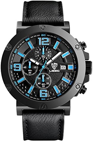 LIEBIG ZHG17 Fashion Quartz Watch with Large Face Military Style Waterproof Sport Stopwatch- Blue