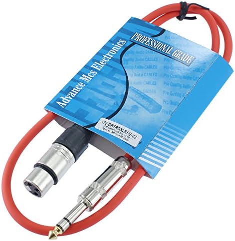 1/4" TRS to 3 Pin XLR Female Pro Audio Patch Cable Balanced and Shielded (3 Foot feet ft Long, Orange)