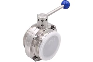 DERNORD Sanitary Butterfly Valve with Pull Handle Stainless Steel 304 Tri Clamp Clover (3" Tube OD)