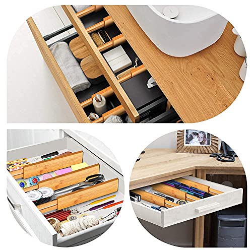 Pipishell Bamboo Drawer Dividers Organizers Adjustable Expandable