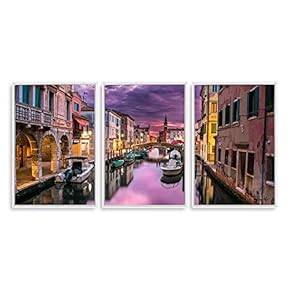 3 Piece Framed Canvas Wall Art for Living Room, Bedroom Italy City Landscape Canvas Prints for Modern Home Decoration Ready to Hang - 16"x24"x3 Panels