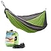HŌMECO Double and Single Camping Hammock, Lightweight Nylon Parachute Travel Hammocks (Green, Double)
