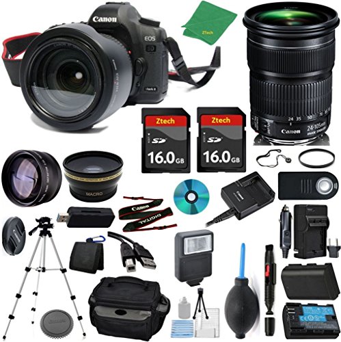 Canon EOS 5D Mark III Camera + 24-105mm STM + 2pcs ZeeTech 16GB Memory + Case + Reader + Tripod + Starter Set + Wide Angle + Telephoto + Flash + Battery + Charger - International Version Canon EOS 5D Mark III Camera + 24-105mm STM + 2pcs ZeeTech 16GB Memory + Case + Reader + Tripod + Starter Set + Wide Angle + Telephoto + Flash + Battery + Charger - International Version