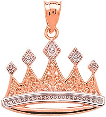 Royal 10k Two-Tone Rose Gold Crown Charm Pendant