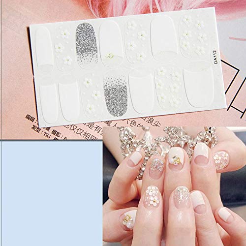 6 Sheets Full Nail Wraps Art Polish Stickers Decal Strips Adhesive False Nail Design Manicure Set With 1Pc Nail Buffers Files For Women Girls - Thumbnail 4