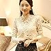 Icibgoods Lady Spring Crochet Lace Long Sleeved Office Shirt - Large - Apricot