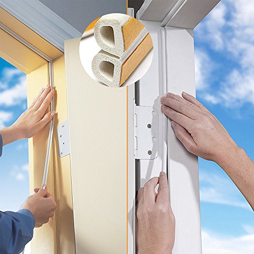 YOAYO Foam Weather Stripping,Door Window Seal Strip for Cracks and Gaps,Anti-collision Rubber Self Adhesive Weatherstrip Seal,White,16.4 Feet