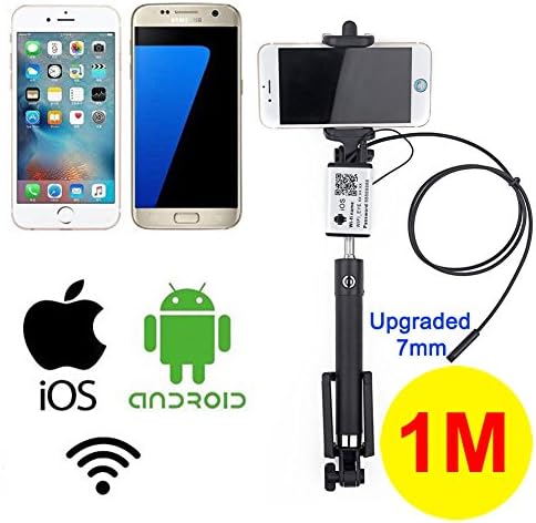 Clearance Sale Upgraded Wifi Endoscope Handheld Built-in Remote Shutter Wireless Borescopes Inspection Camera 7mm 2MP 6 LED 720P IP66 Tube Waterproof Snake Camera for iOS Android Smartphone - 1M