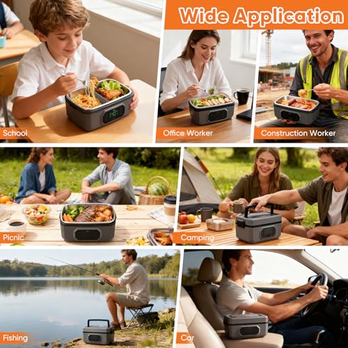 Niktulo Cordless Electric Lunch Box, 24000mAh Self-Heating Food Warmer with 1.2L Airtight Container, Rechargeable Portable Lunch Box