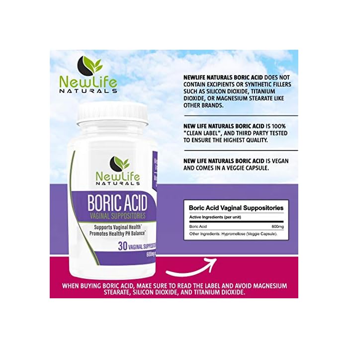 NewLife Naturals Medical Grade Boric Acid Vaginal Suppositories