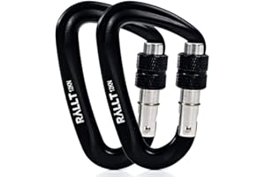 Rallt Carabiners 12kN- Heavy Duty Carabiner Clip for Hiking, Hammock, Backpacking- Lightweight, No Rust Aluminum Camping Accessories