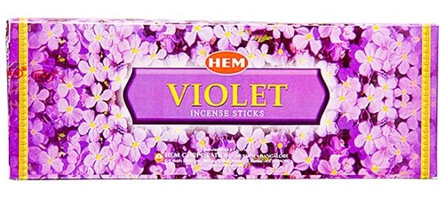 Violet - Box of Six 20 Stick Hex Tubes - HEM Incense Hand Rolled In India
