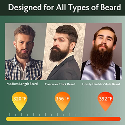 Beard Straightener Brush, REHOYO Cordless Straightening Comb with Different 3 Temperature, Rechargeable Anti-Scald and Auto-Off of Portable Salon for All Type