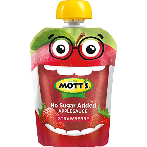 Mott's No Sugar Added Strawberry Applesauce,Clear Pouch,Perfect for on