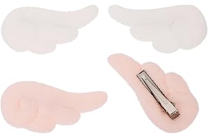 Lurrose Angel Wing Hair Clips, 2 Pairs Plush Angel Hairpins Cartoon Hair Barrettes Halloween Christmas Hair Accessories for W