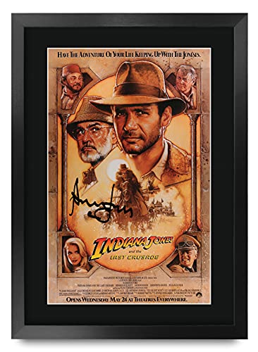 HWC Trading Indiana Jones And The Last Crusade A3 Gerahmte Signiert Gedruckt Autogramme Bild Druck-Fotoanzeige Geschenk Für Harrison Ford Filmfans