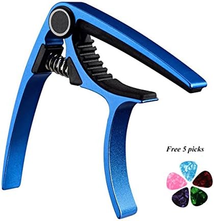 OPOCC Guitar Capo  Acoustic &amp; Electric Guitars, Ukulele, Banjo, Mandolin, Bass - Made of Ultra Lightweight Aluminum Metal for 6 &amp; 12 String Instruments (Blue)