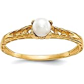 JewelryWeb 10k Solid Gold 3mm Fw Cultured Pearl Ring Size 3.00 Ring