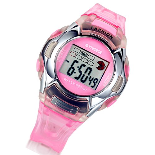 Lancardo Pink LED Sports Digital Watch for Children Girls Boys with Gift Bag