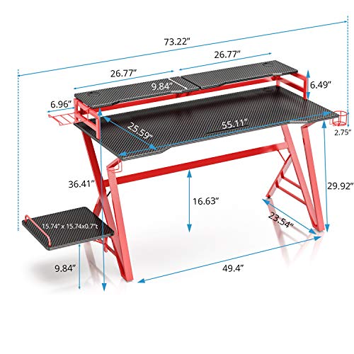 VIPEK Ergonomic Gaming Desk 55 Inch Home Office Gaming Computer Desk