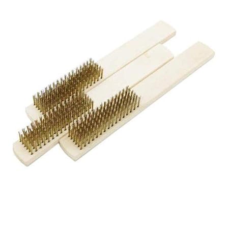DIY Crafts Brass Copper Wire Brush Rust Paint Cleaning Polishing Wooden Handle (Design No # 2, Pack of 3 Pcs)