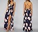 Women's Sexy Lace up Sleeveless Backless Floral Print Casual Party Maxi Long Dress