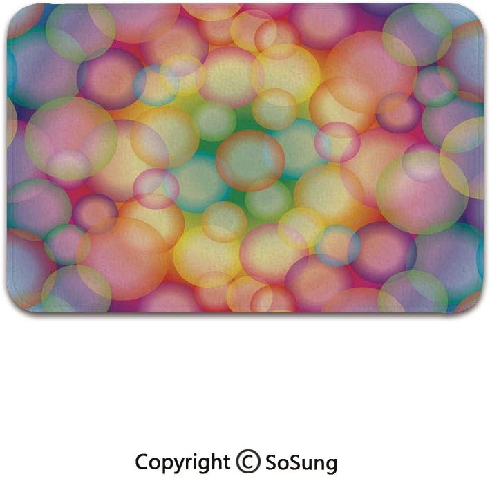 Modern Area Rug,Colorful Hazy Balls Circular Hoops Bubbles Vibrant Rainbow Style Dreamy Art Print Decorative,for Living Room Bedroom Dining Room,7'x 3',Multicolor