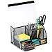 Halter Steel Mesh Desk Organizer Supply Caddy with 6 Compartments And 1 Drawer - Black (2 Pack)