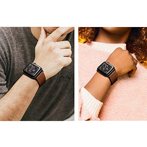 amBand Leather Band Compatible with Apple Watch 38mm 40mm, Genuine Leather Vintage Replacement Strap Classic Bands Buckle Compatible with iWatch Series 5/4/3/2/1 Retro Brown - Thumbnail 7