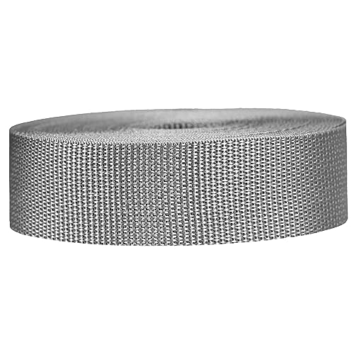 Strapworks Lightweight Polypropylene Webbing - Poly Strapping for Outdoor DIY Gear Repair, Pet Collars, Crafts – 1.5 Inch x 50 Yards - Silver Gray