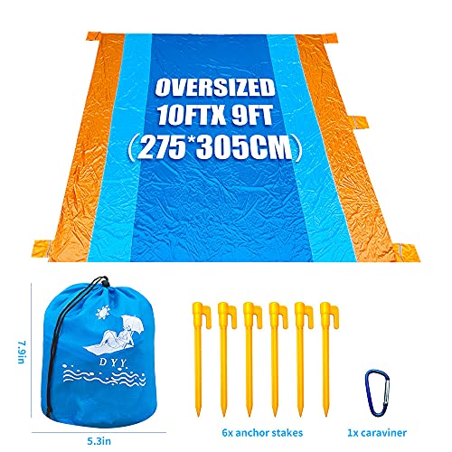 DYY Waterproof Sandless Beach Blanket, Extra Large Oversized 10'X 9