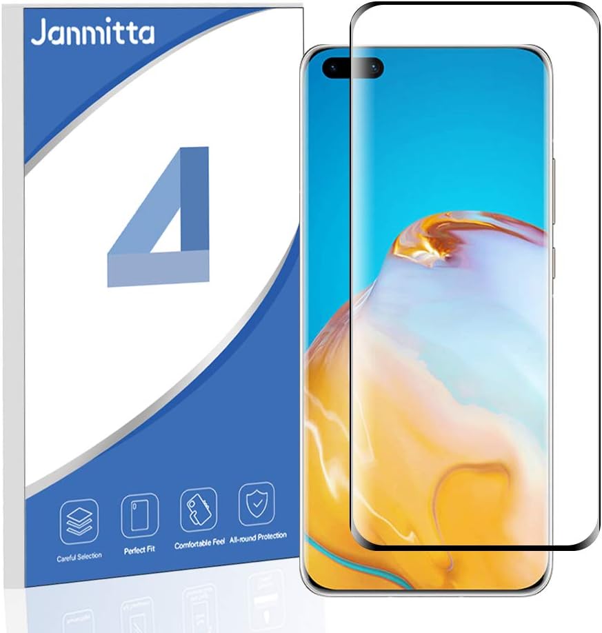 Janmitta for Huawei P40 Pro Screen Protector with 9H Hardness & 3D Touch, HD Full Coverage [No-Bubble][Anti-Fingerprint] [Scratch-Proof] Tempered Glass for Huawei P40 Pro (Black)