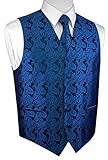Brand Q Men's 3 Piece Paisley Vest, NeckTie and Pocket Square Set for Suit or Tuxedo