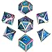 HESTYA Metal Dices Set Polyhedron Dice Compatible with Dungeons and Dragons, Role Playing Math Teaching Table Games Solid Zinc Alloy with Enamel Dice with Storage Bag