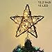 Twinkle Star Christmas Star Tree Topper, Rustic Rattan Treetop with 15 LED Lights Christmas Tree Holiday Xmas Party Decorations, 12.2 Inch (H)