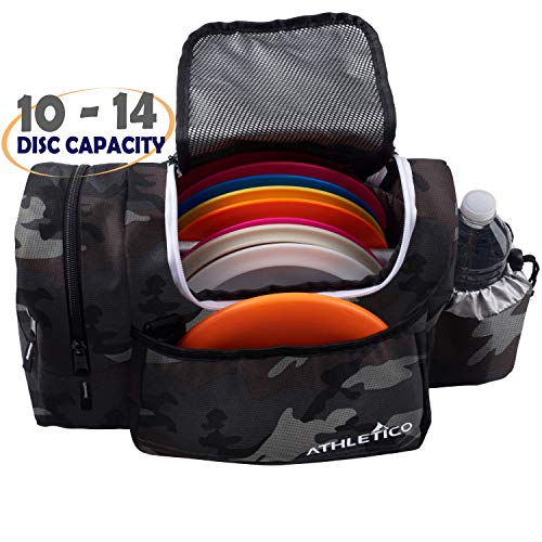 Athletico Disc Golf Bag - Tote Bag for Frisbee Golf - Holds 10-14 Discs, Water Bottle, and Accessories (Gray Camo)