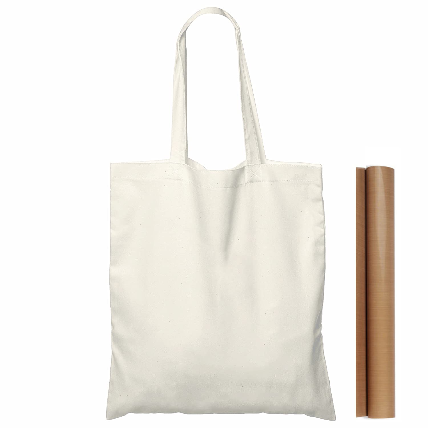 Photo 1 of NPBAG 100 Pack 15'' X 16'' Natural Cotton Tote Bags, Lightweight Blank Bulk Cloth bags with 1pc of PTFE Teflon Sheet