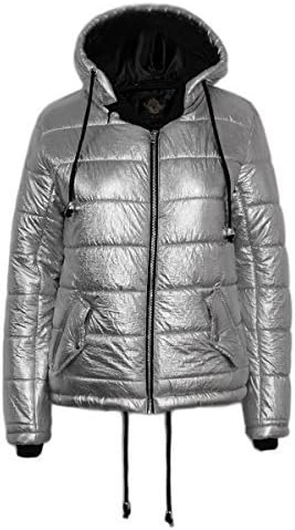 Glam Couture New Ladies Hooded Metallic Foil Hooded Womens Bubble Winter Jacket Coat Outerwear Padded Puffer