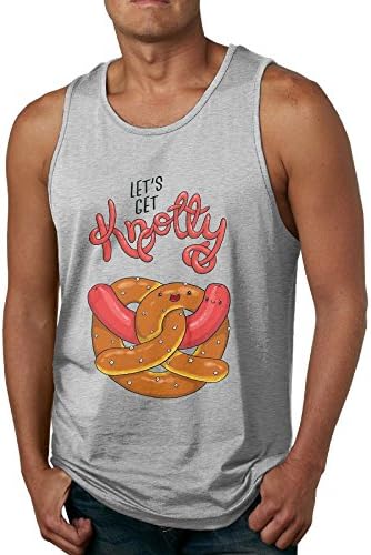 Elop Let's Get Knotty Loose Fit Relaxed 100% Cotton Men's Tank Top T-shirt L Ash