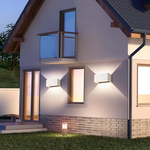 2 x 25 W LED Outdoor / Indoor Wall Light IP65 Waterproof Modern Aluminium White 4000 K Natural White Outdoor Wall Light Adjustable Light Angle