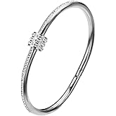 Dainty Bangle Bracelet for Women Personalized Cubic Zirconia Love Bracelets Tiny Waist Oval Bangles Bracelets Gifts for Love