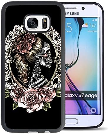 Samsung Galaxy S7 Edge Case,Customized Sugar Skull TPU and PC for Samsung Galaxy S7 Edge--Black