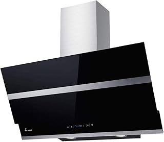 KKT KOLBE Kopffreie Dunstabzugshaube/Wandhaube (90cm / Edelstahl/schwarzes Glas/Extra-leise / 4 Stufen/LED-Beleuchtung/TouchSelect Sensortasten) HERMES906S