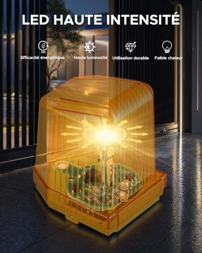 CO-Z Turn Signal Light for Gate Motorization, LED Security Beacon Light, Universal 12V-265V AC/DC, Warning and Alarm Light Orange for Sliding Gate, Hinge, Garage and Vehicles | Universal Security Flash Light Emergency Alarm Lamp Yellow