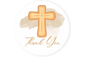 Cross Thank You Stickers by Adore By Nat – Christian Religious Labels for Baptism, First Communion, Party Favors, Envelope Se