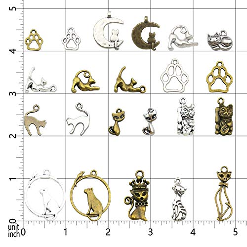 Youdiyla 64pcs Cat Charms Collection, Mix Pet Animal Metal Pendant Supplies Findings for Jewelry Making (HM180) - Thumbnail 4