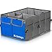 Starling's Car Trunk Organizer - Super Strong, Foldable Storage Cargo Box for SUV, Auto, Truck - Nonslip Waterproof Bottom, Fits any Vehicle, Come w/Adjustable Tie-Down Straps (Blue, 2 Compartments)