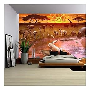 Illustration - Cartoon Illustration of White Rabbit Bunny in an Adventure Journey - Removable Wall Mural | Self-Adhesive Large Wallpaper - 66x96 inches