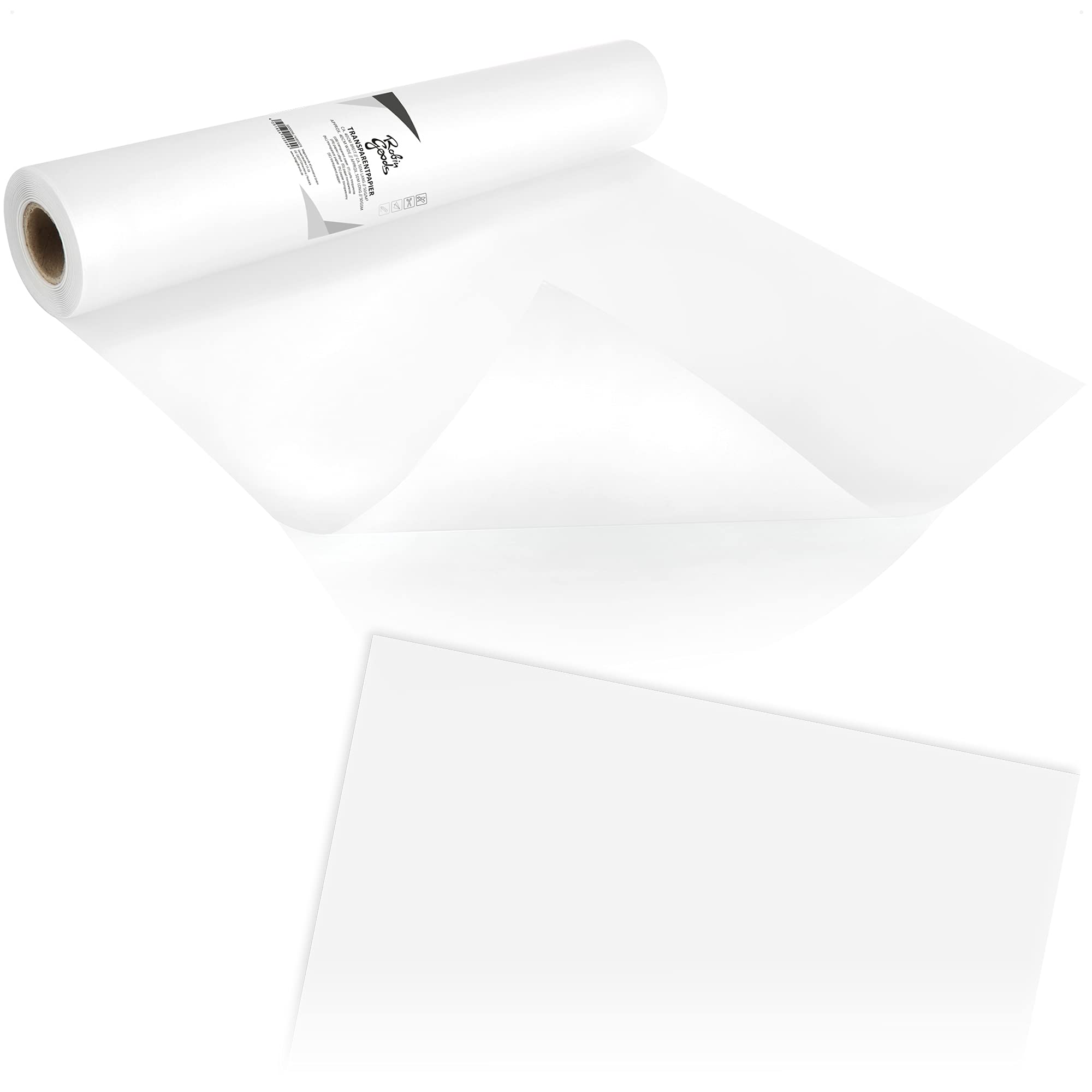 Robin Goods® tracing Paper roll 40cm x 50m | Sketch Paper roll | Pattern Paper roll | Transparent Architect Paper | Tracing Paper, tracing Paper 50g / m² (Role - Transparent)